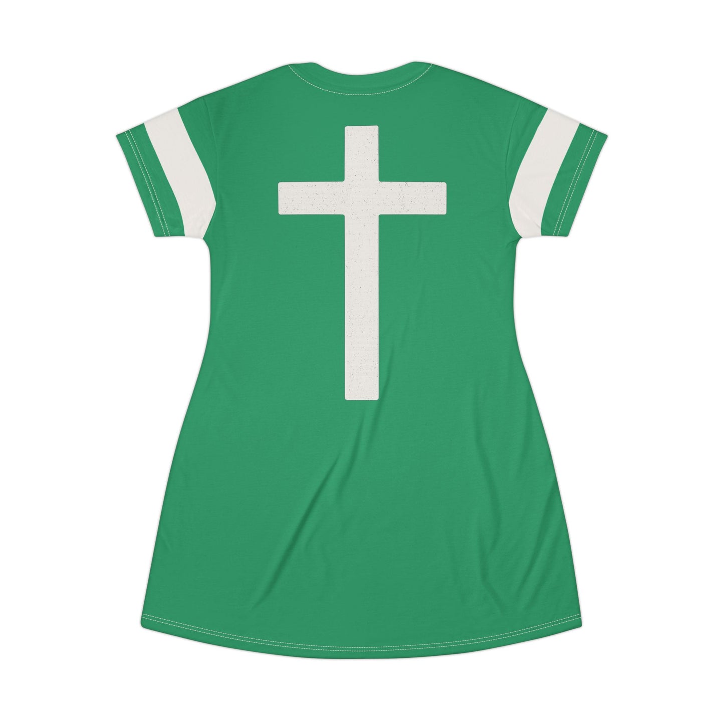 "Faith Overcomes Fear", T-Shirt Dress (Jade Green)