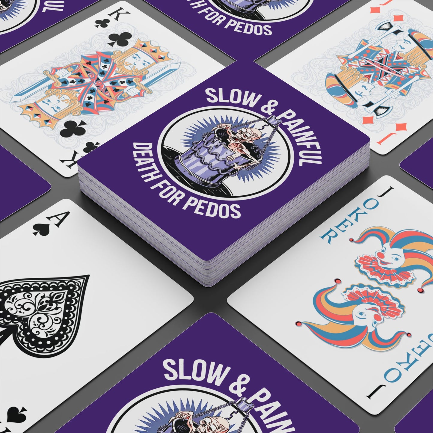 "Death for Pedos", Cultural Playing Cards (Deep Purple) - Go Medieval!