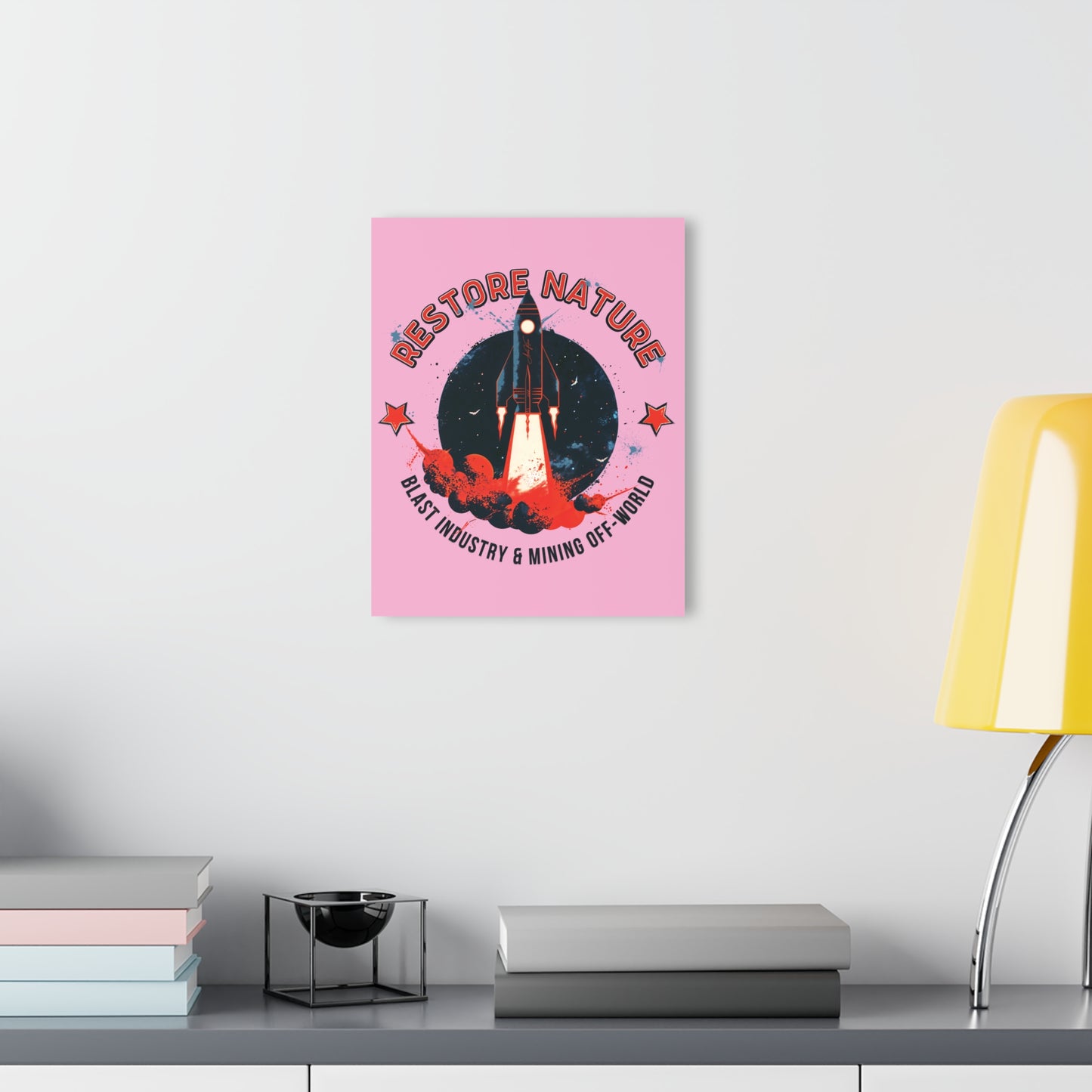 "Restore Nature", Acrylic Wall Prints (French Cleat Hanging) (Light Hot Pink)