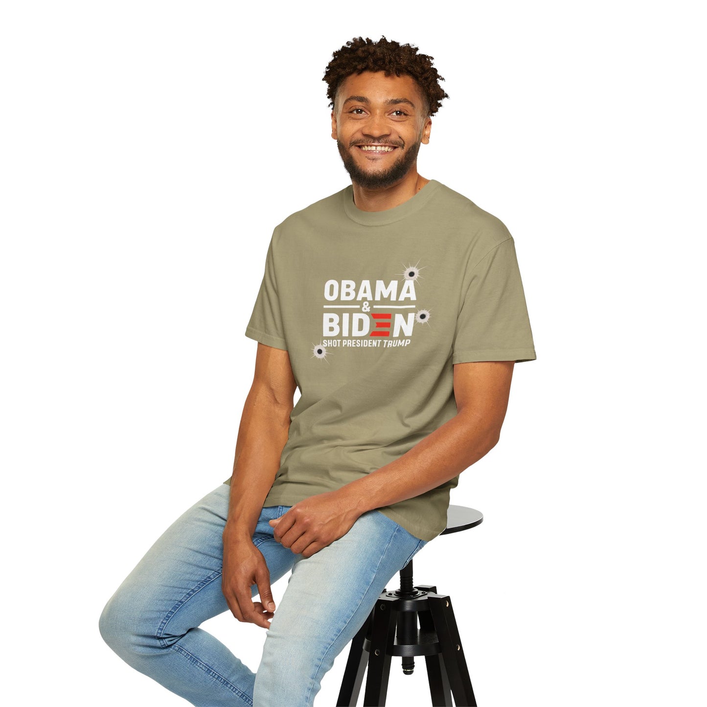 "Obama & Biden Shot President Trump", Unisex Black T-shirt