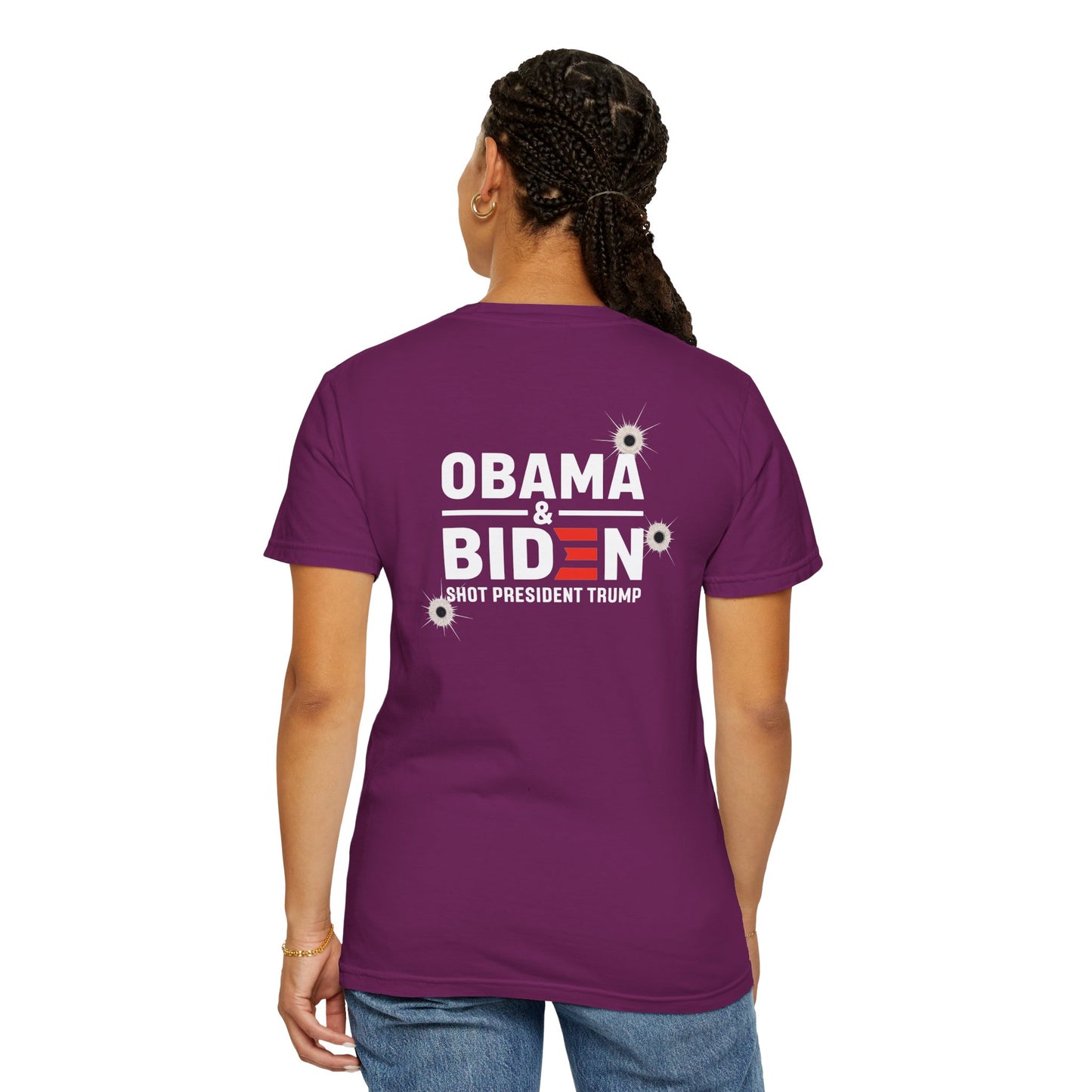 "Obama & Biden Shot President Trump", Unisex Black T-shirt