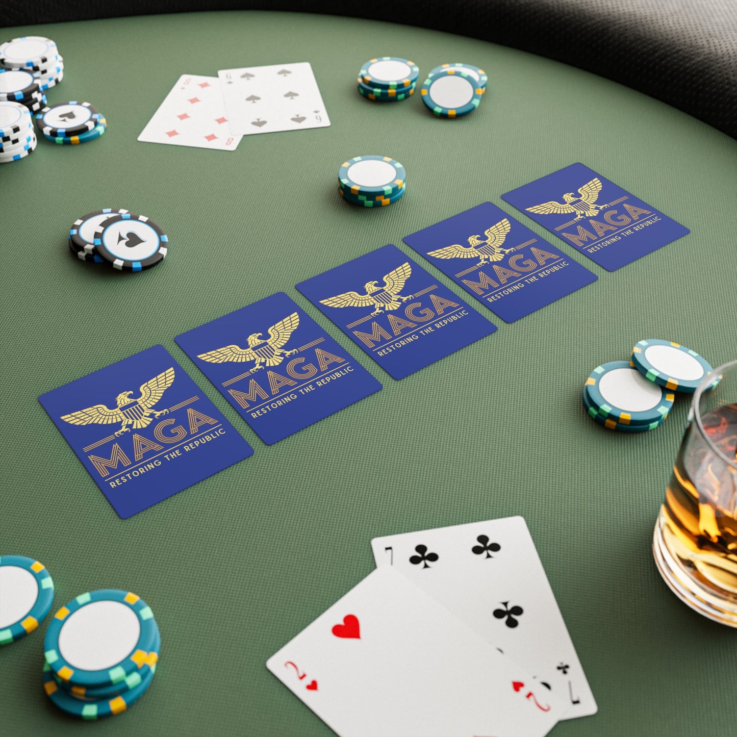 "MAGA - Restoring the Republic", Political Playing Cards (Patriot Blue)