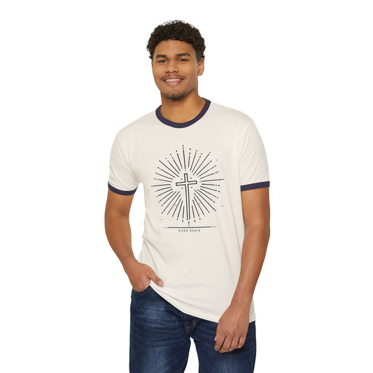"Born Again", Unisex Ringer Cotton T-Shirt