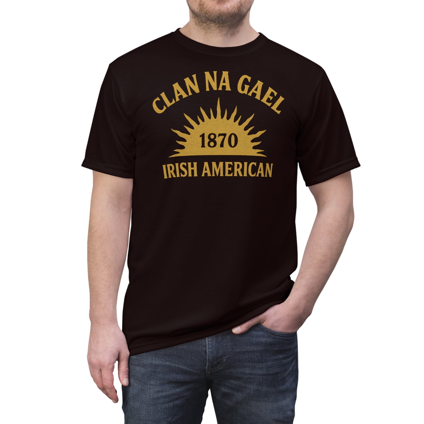 "Clan na Gael - Irish American", Unisex T-shirt (Volcanic Brown)