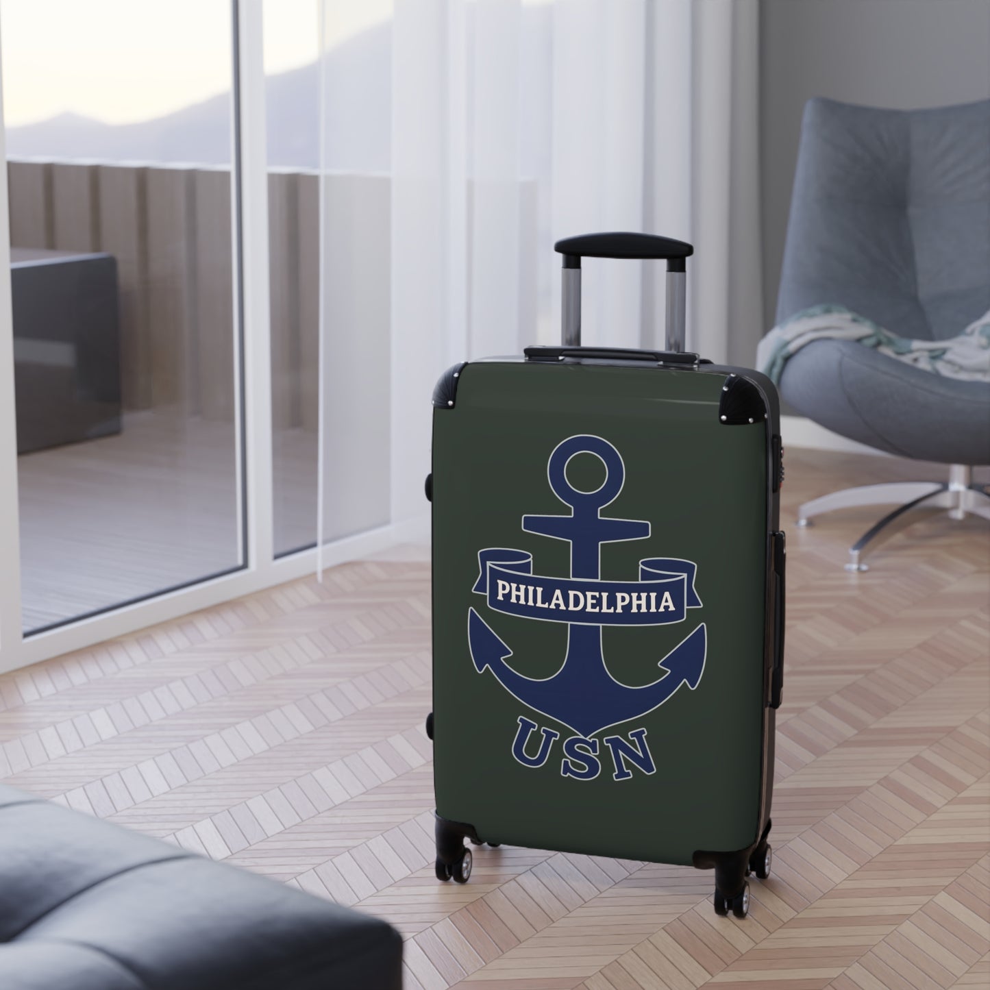 "USN Anchor", Suitcase (Hail Cloud Grey)