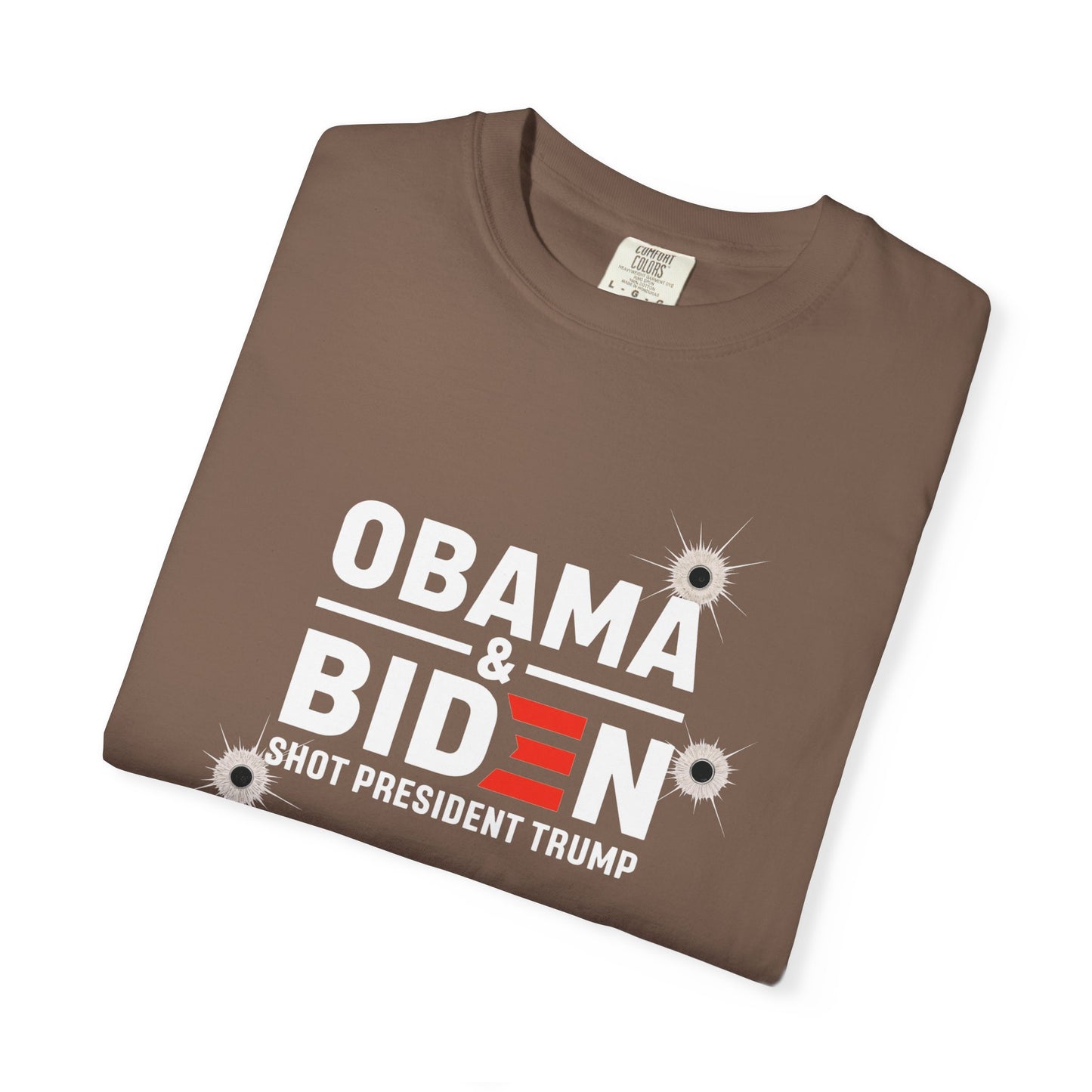 "Obama & Biden Shot President Trump", Unisex Black T-shirt