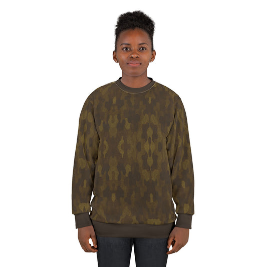 "Swamp Recon Camouflage", Unisex Sweatshirt (Swamp Brown Cuffs and Collar)