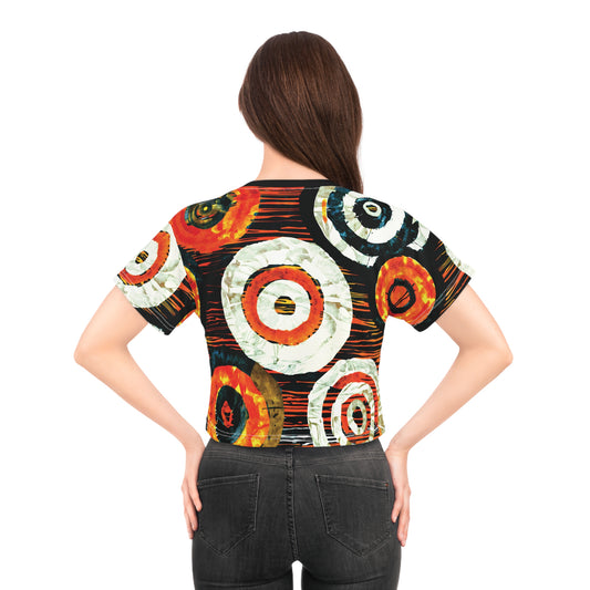 "Abstract 66", Wearable Fine Art Crop Tee (Flame Black Collar)