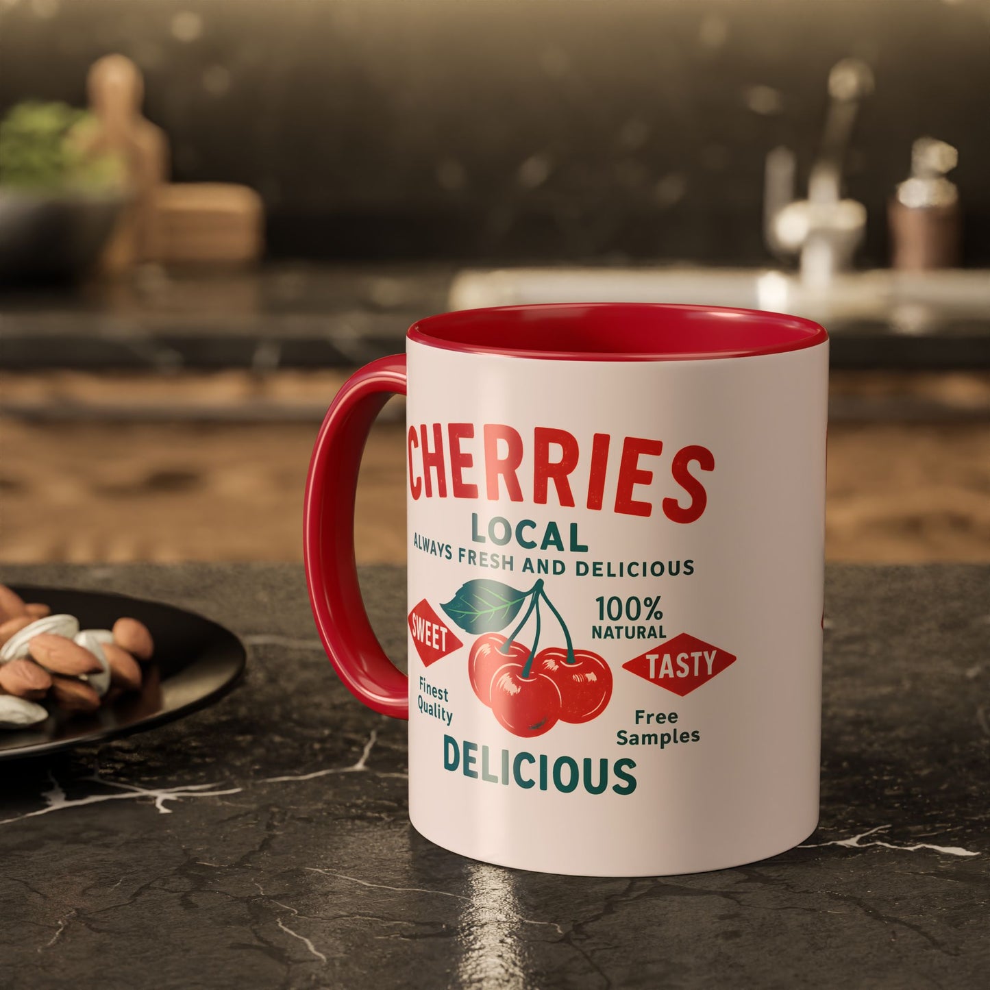 "Delicious Cherries", Colorful Mugs (11oz, 15oz) (Sea Salt Sherbet)