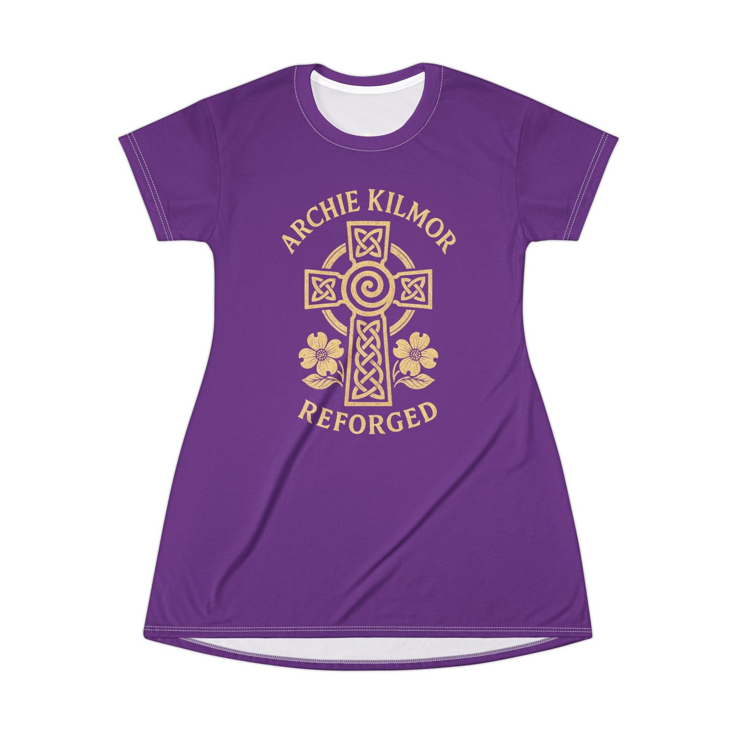 "Archie Kilmor Cross - Reforged" #01, Wearable Art T-Shirt Dress (Vesper Violet)