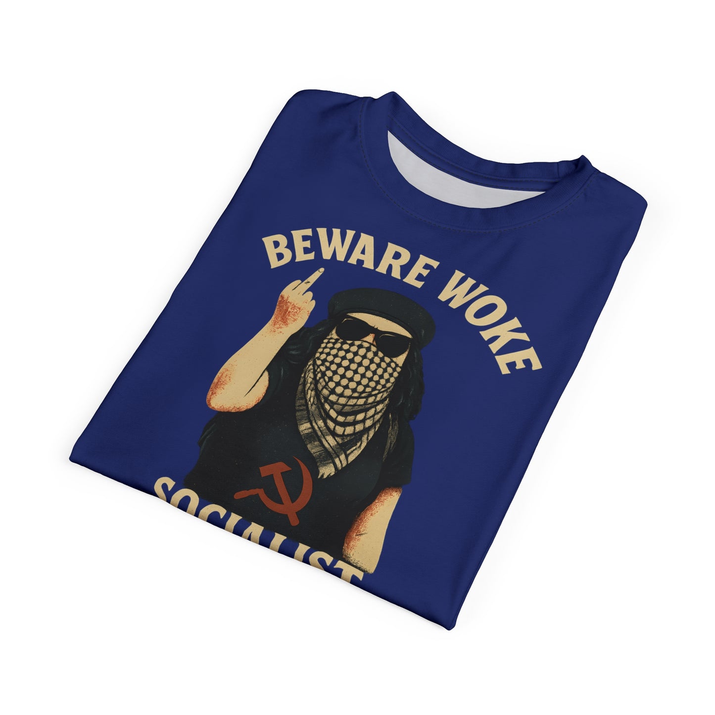 "Beware Woke - Voltaire", Wearable Art Unisex T-shirt (Twilight Blue)