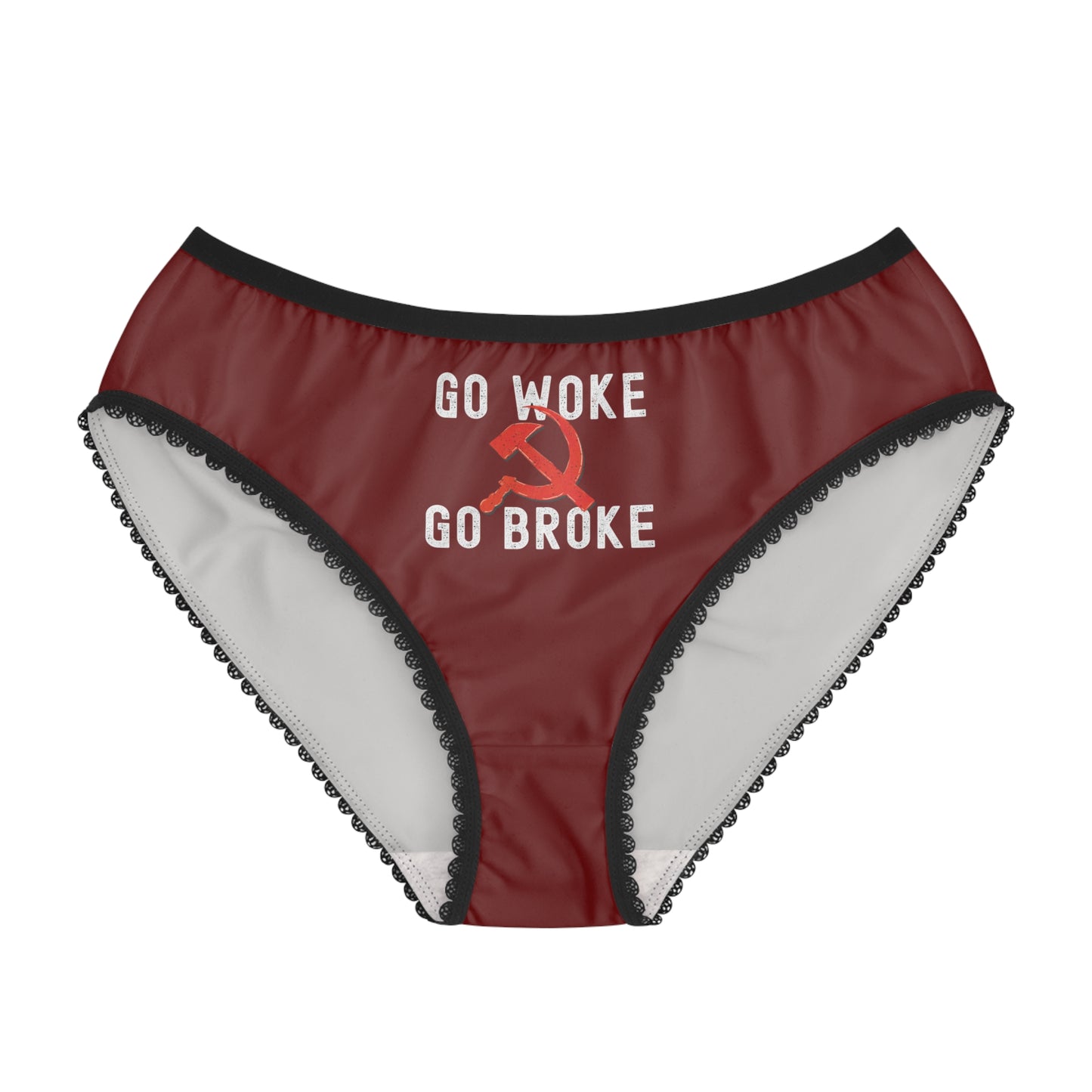 "Go Woke Go Broke (Communist)", Women's Briefs (Spartan Red)