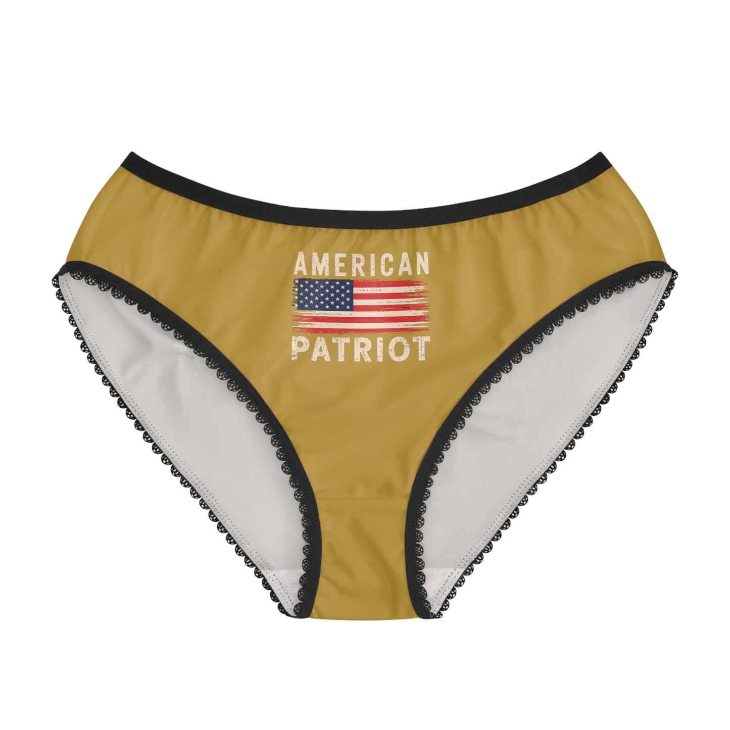 "American Patriot" with Flag #02, Women's Briefs (Satin Sheen Gold)
