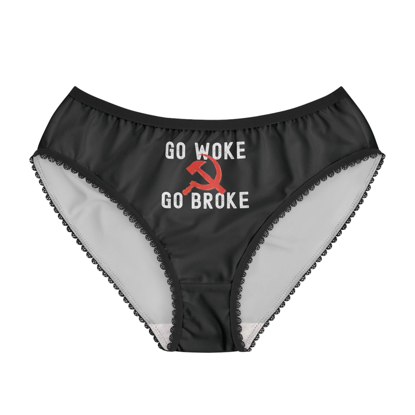 "Go Woke Go Broke (Communist)", Women's Briefs (Peatshadow Black)