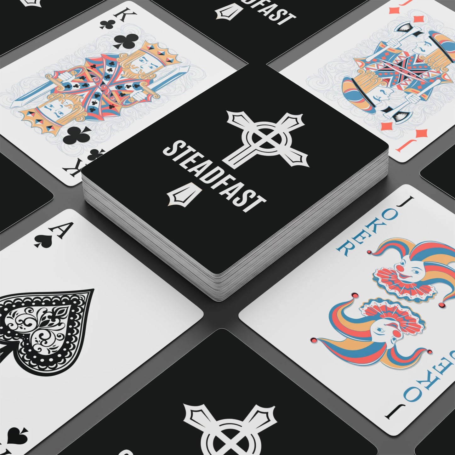 "Steadfast Cross", Christian Playing Cards (Void Black)