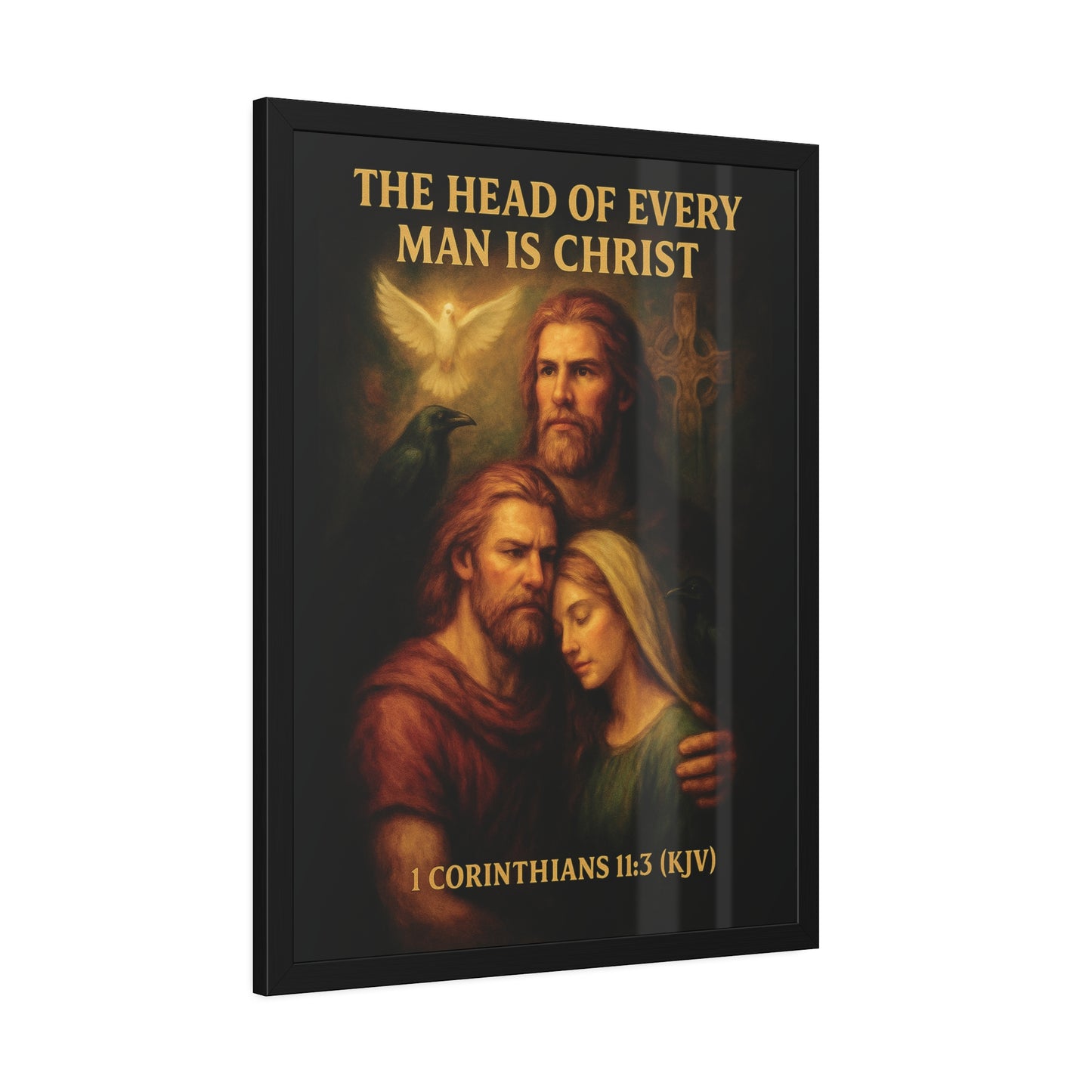 "1 Corinthians 11:3 (KJV)", Framed Paper Poster (Shadow Black)