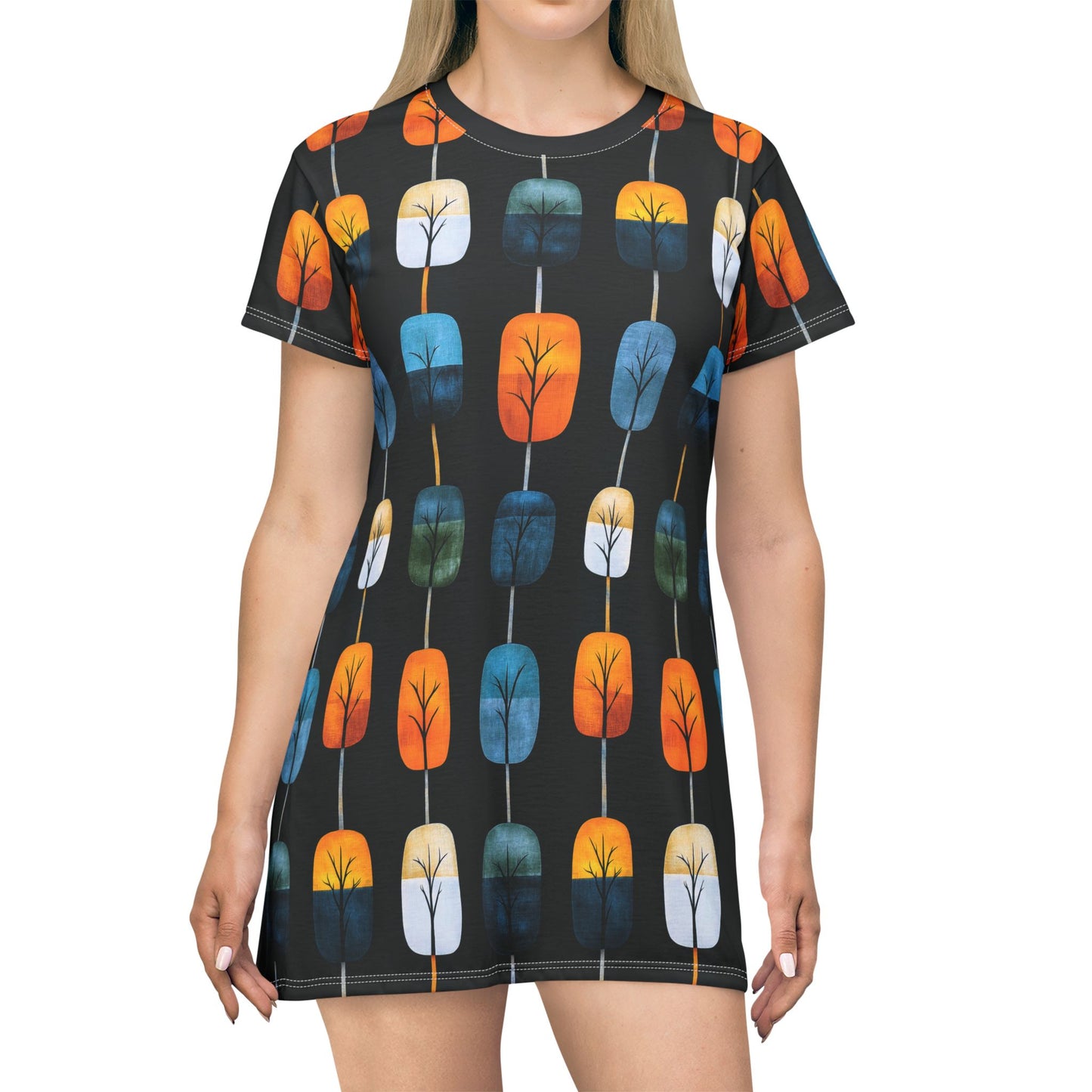 "Skyroot Grove", T-Shirt Dress (Skyroot Black Collar)