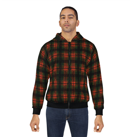 "Kilmor Brieve Tartan", Unisex Wearable Art Zip Hoodie