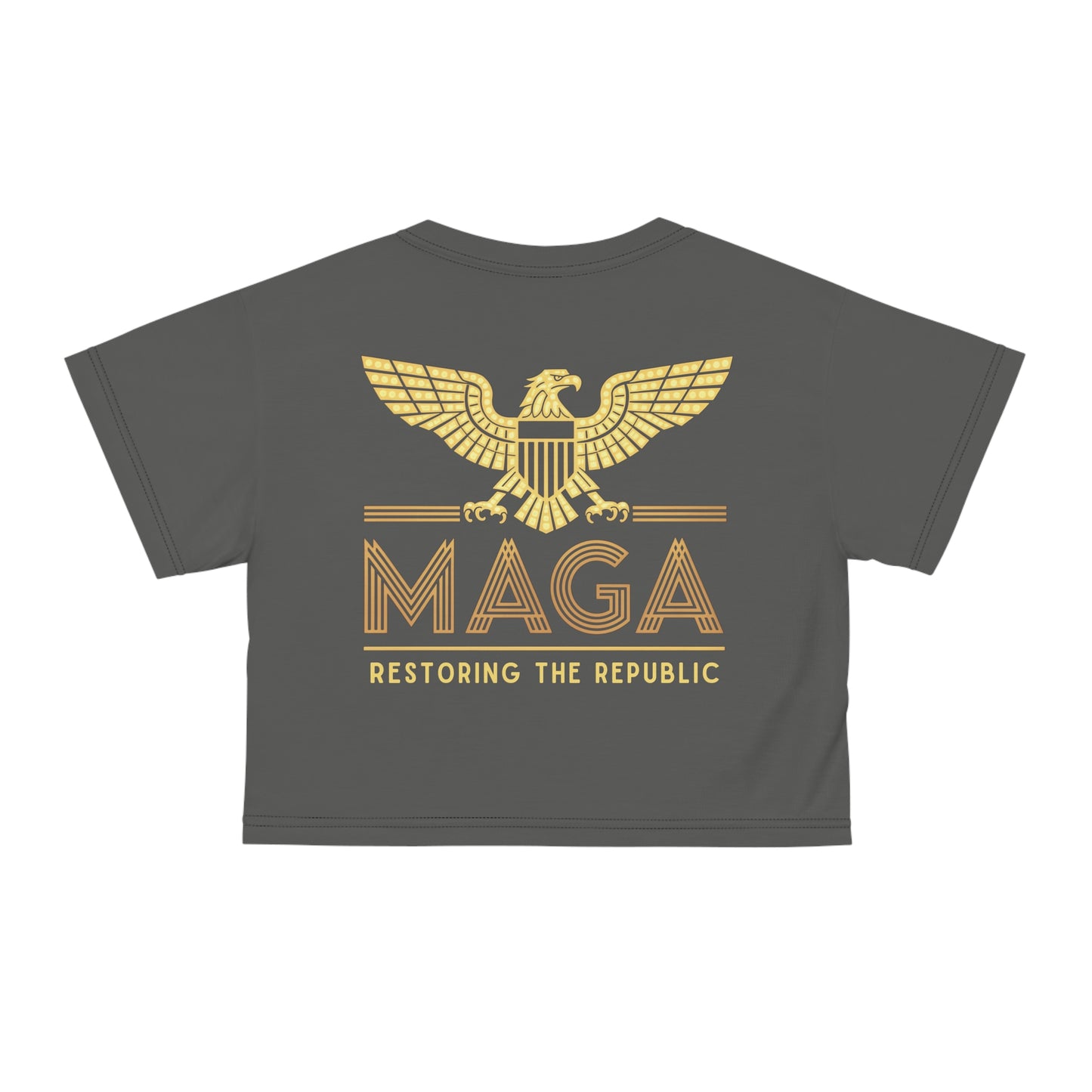"MAGA - Restoring the Republic", Crop Tee (Panzer Grey)