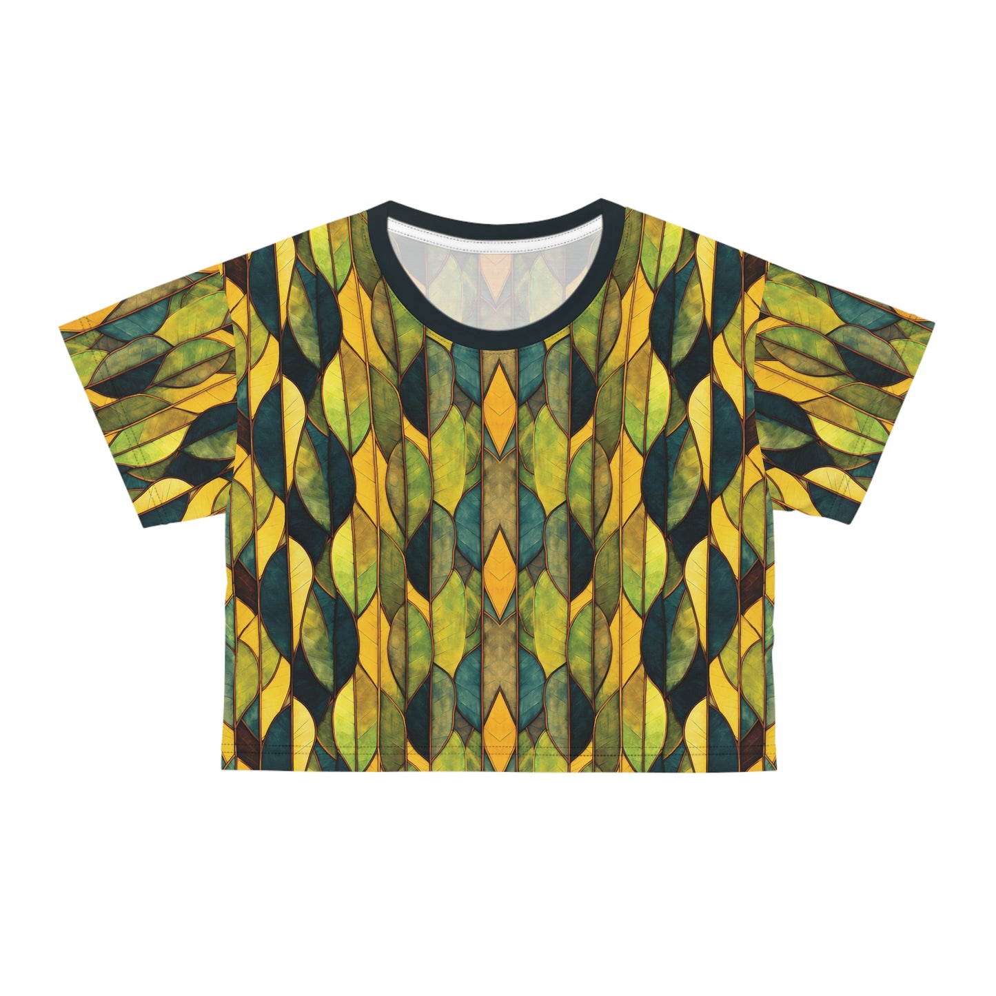 "Inner Grove", Crop Tee (Eucalyptus Green Collar)