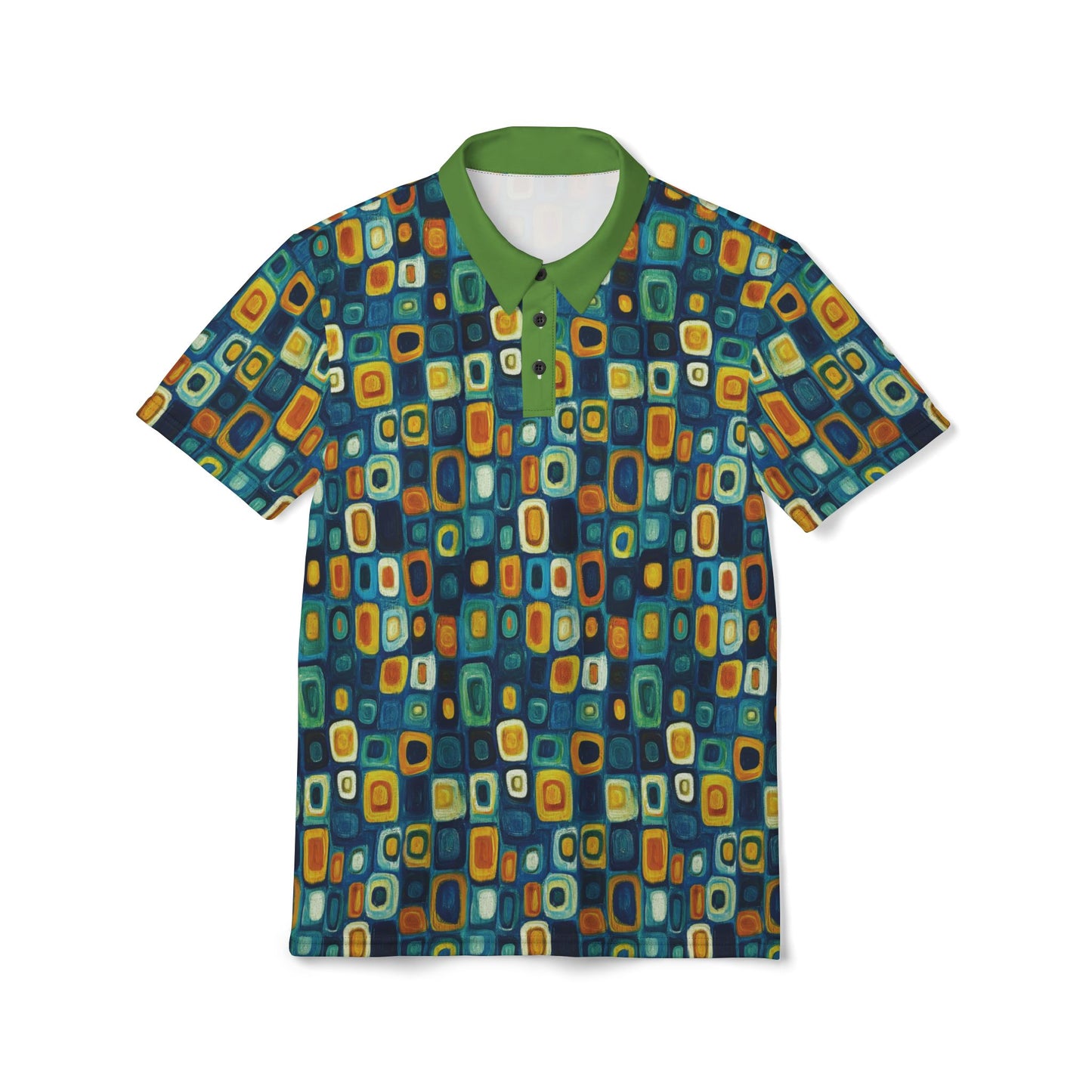 "Soul Mosaic", Unisex Polo Shirt (Light Green Collar)