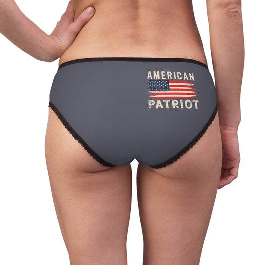 "American Patriot" with Flag #02, Women's Briefs (Dolphin Grey)