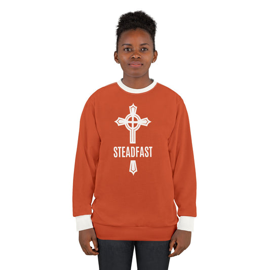 "Steadfast Cross", Unisex Sweatshirt (Persimmon Orange)
