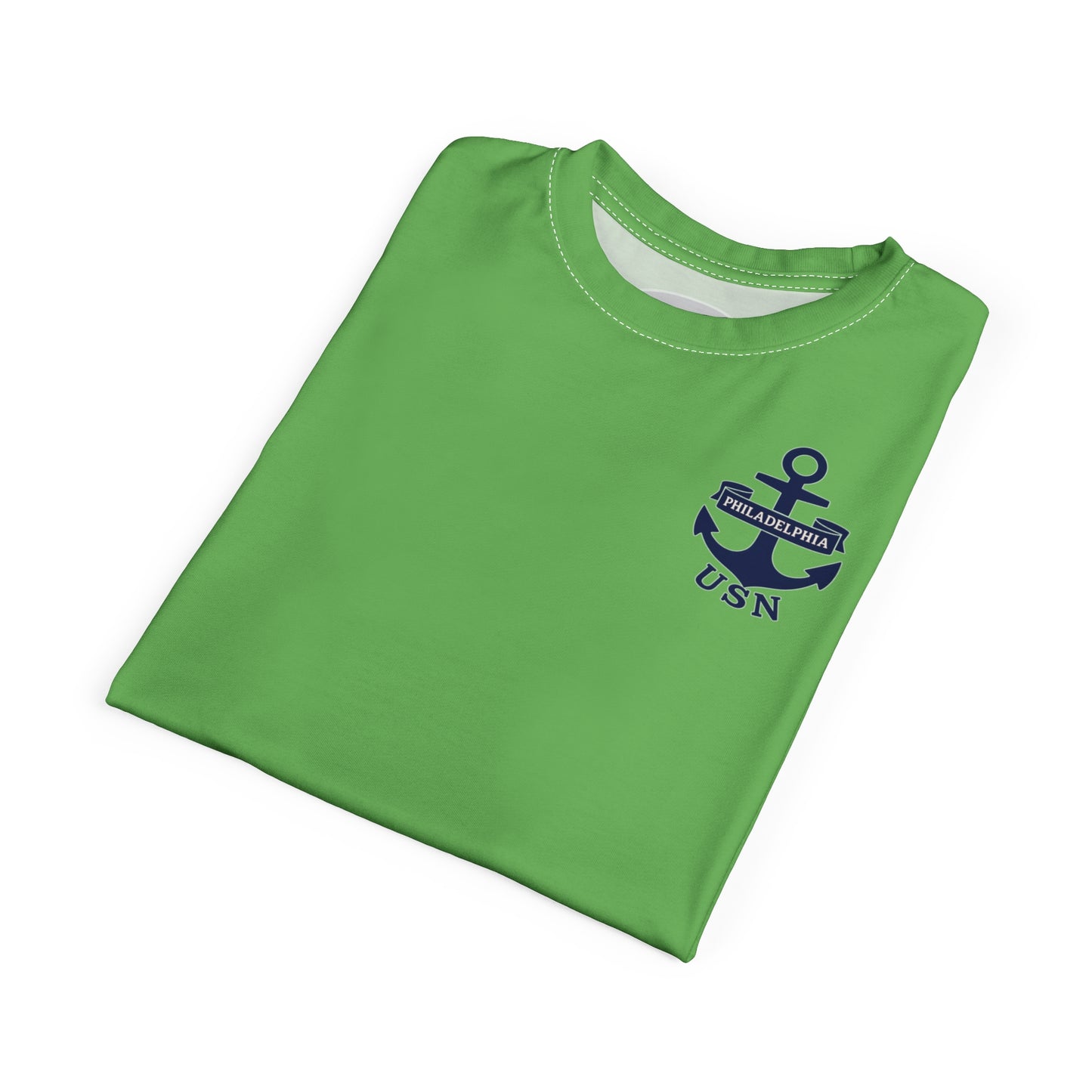 "USN Anchor", Unisex T-shirt (Bottle Glass Light)