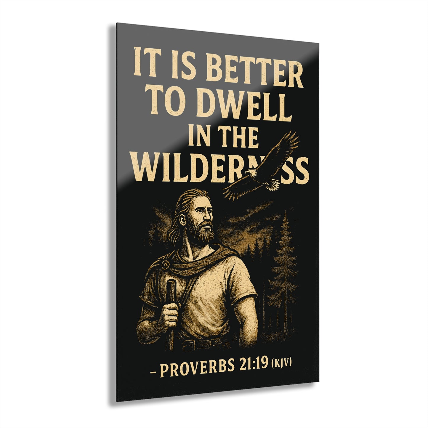 "Proverbs 21:19 (KJV)", Acrylic Wall Prints (French Cleat Hanging) (Peatshadow Black)