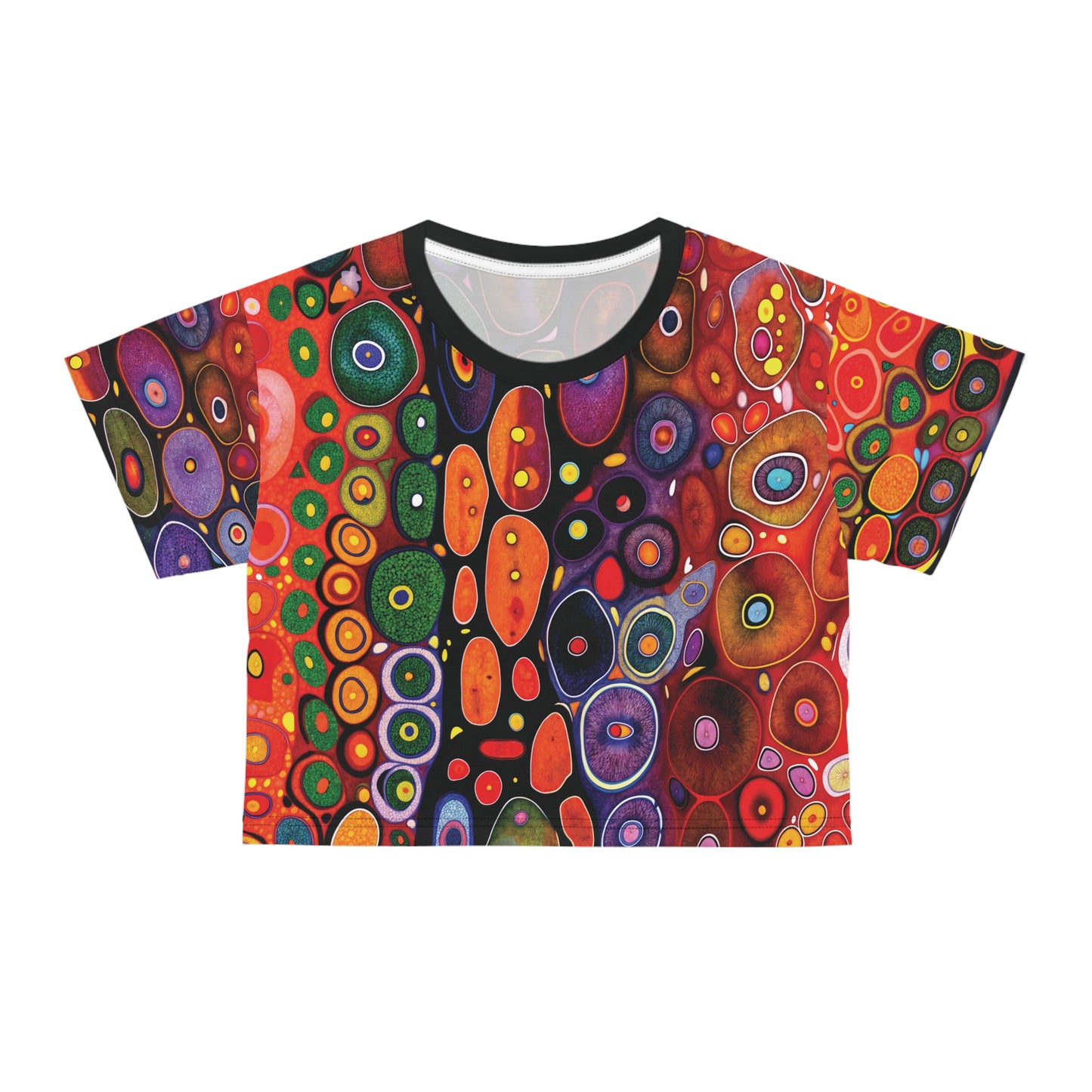"Butterfly Colors", Wearable Fine Art Crop Tee (Void Black Collar)