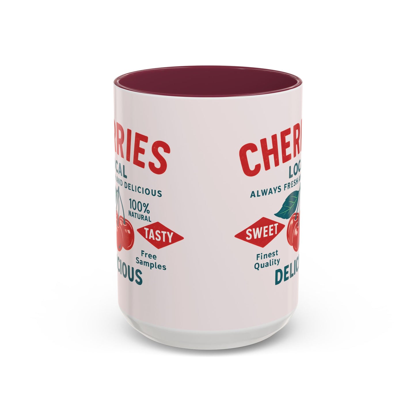 "Delicious Cherries", Colorful Mugs (11oz, 15oz) (Sea Salt Sherbet)