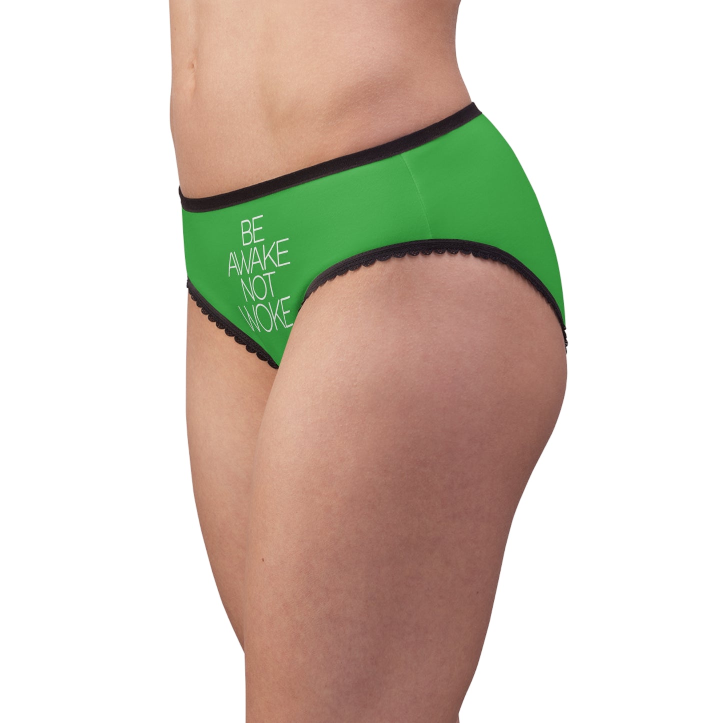 "Be Awake Not Woke" #2, Women's Briefs (Lime Green)