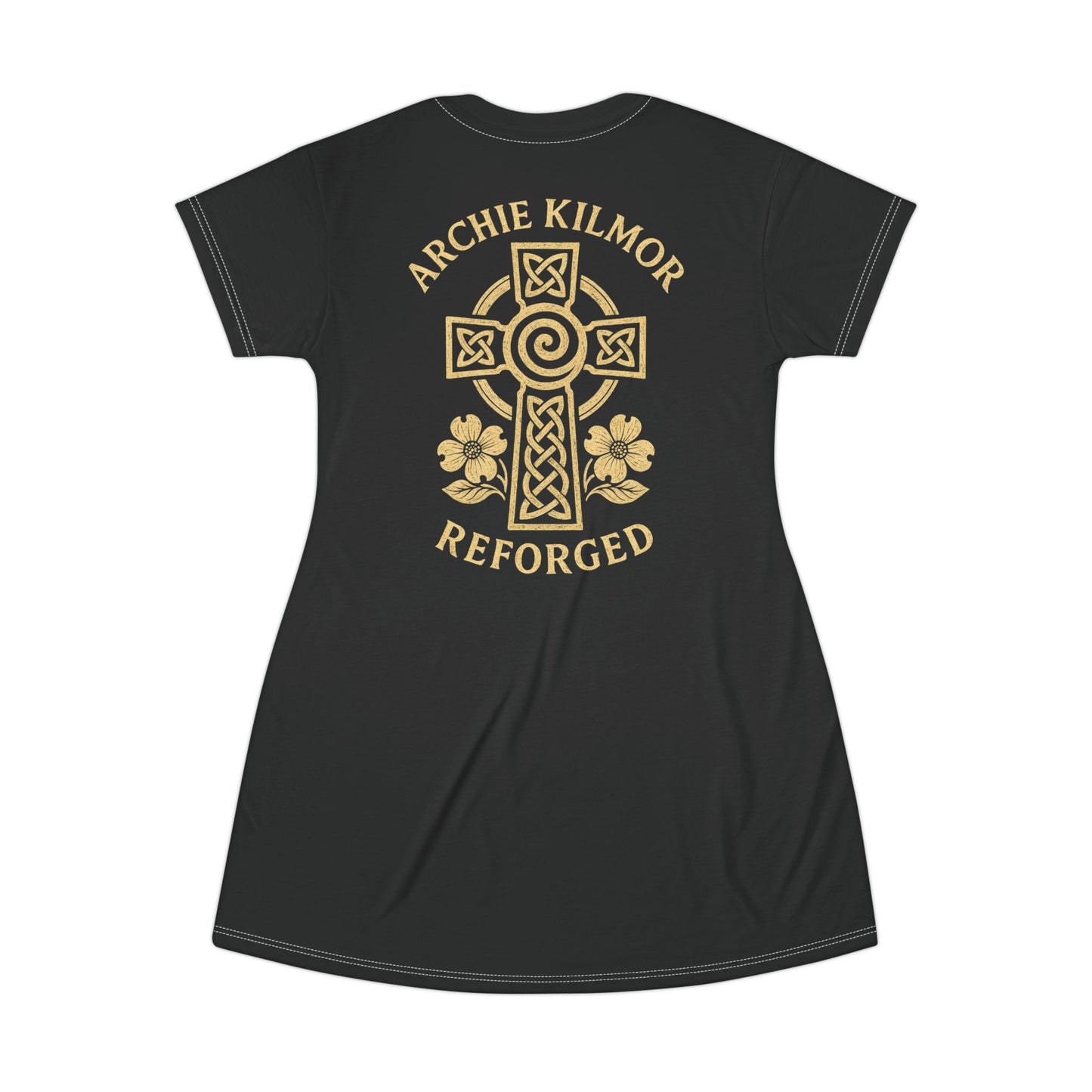 "Archie Kilmor Cross - Reforged" #01, Wearable Art T-Shirt Dress (Moonless Black)
