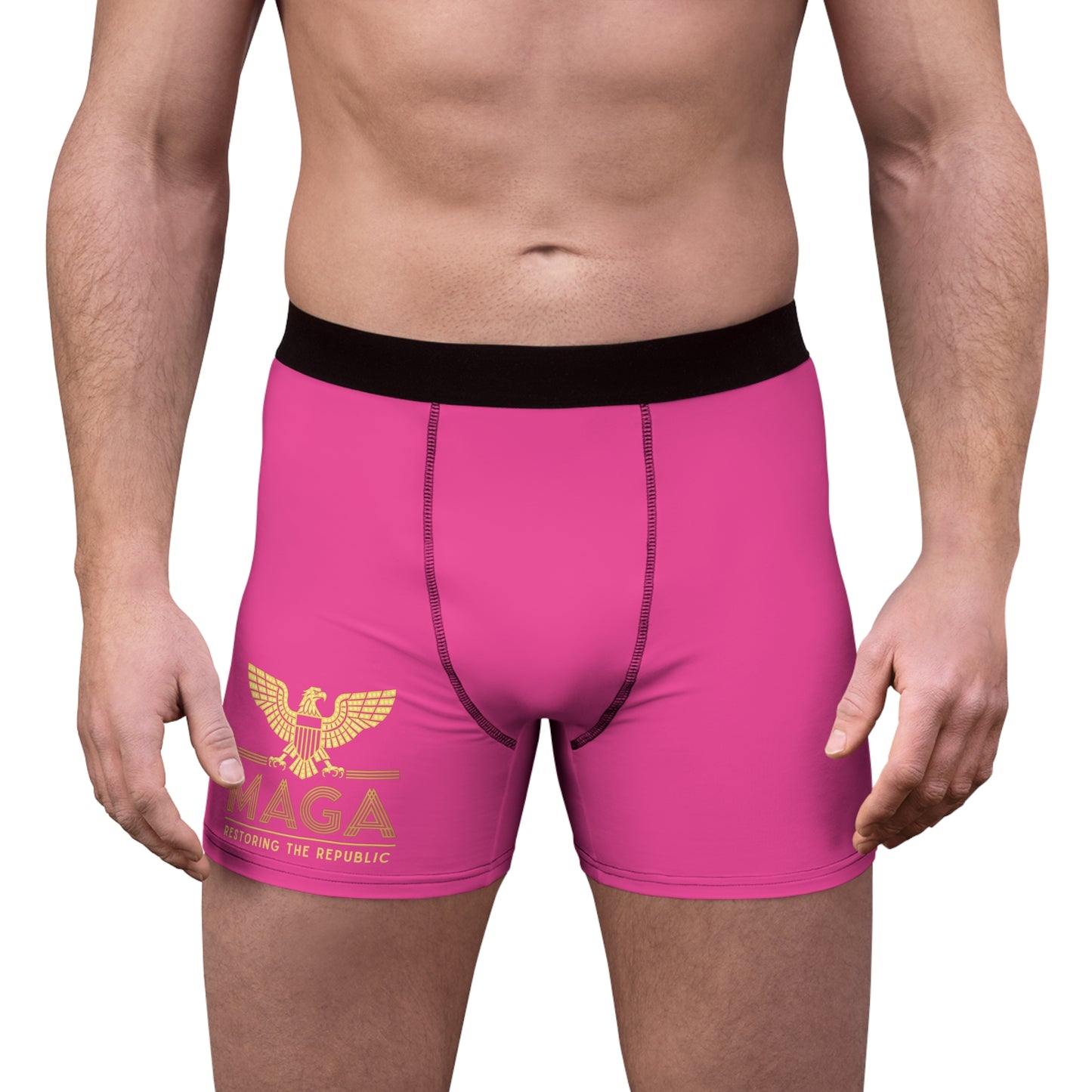 "MAGA - Restoring the Republic", Men's Boxer Briefs (Hot Pink)