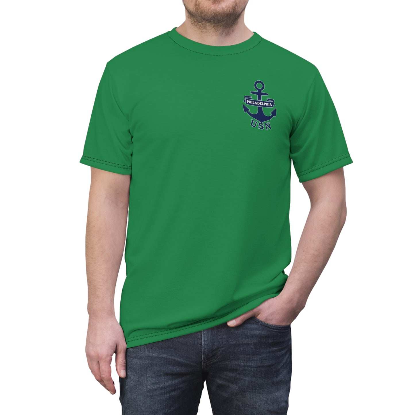 "USN Anchor", Unisex T-shirt (Bottle Glass)