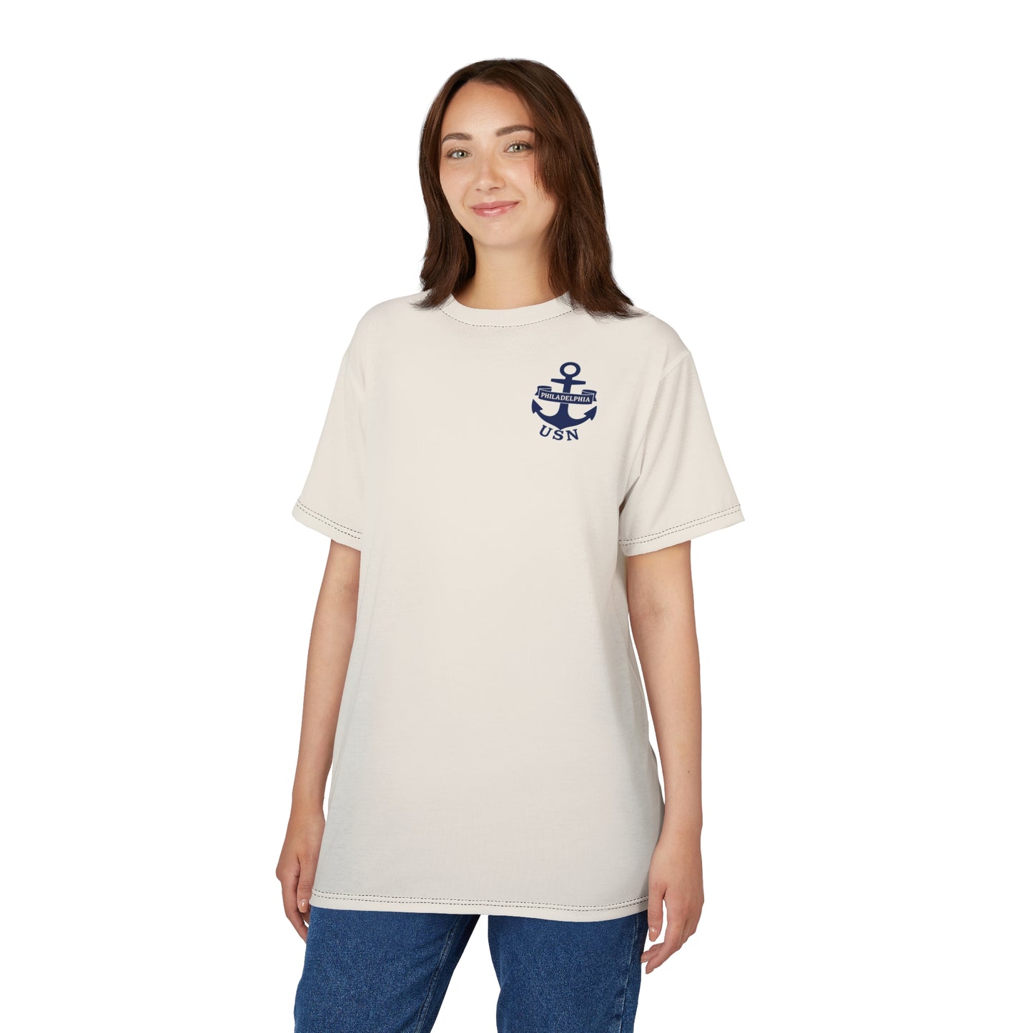 "USN Anchor", Unisex T-shirt (Whitecap)