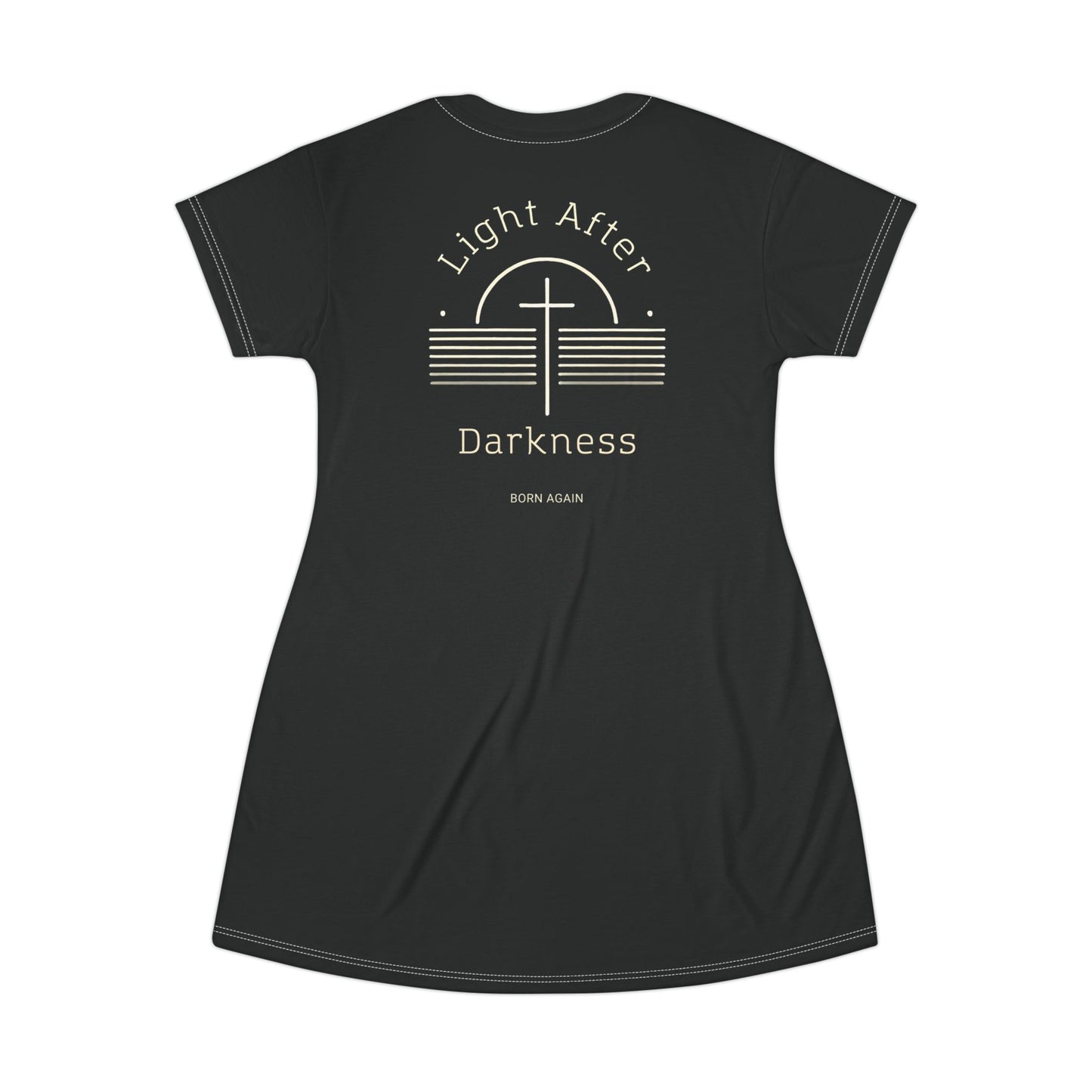 "Light After Darkness - Born Again", T-Shirt Dress (Void Black)