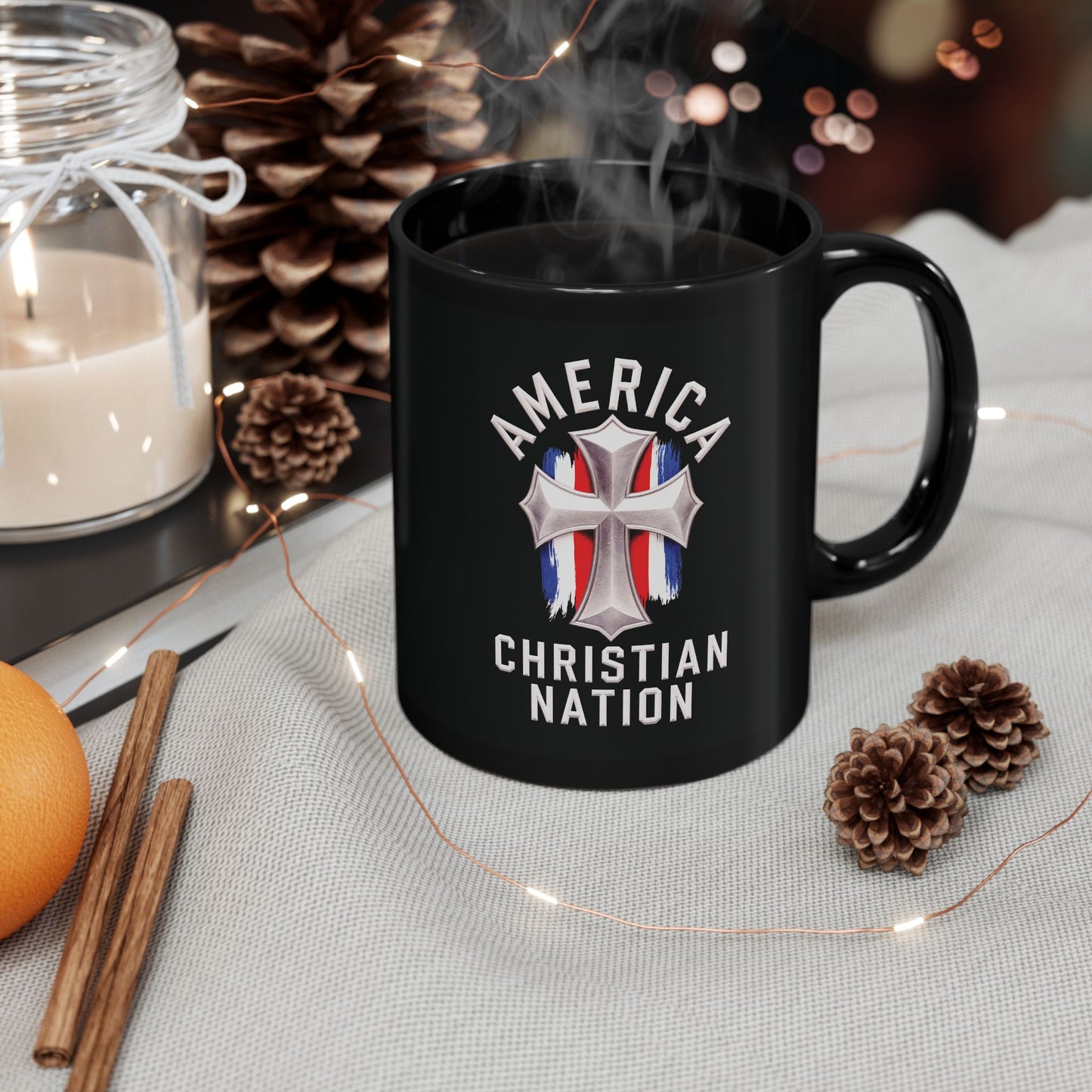 "America - Christian Nation" #01, Black Mug (11oz & 15oz)