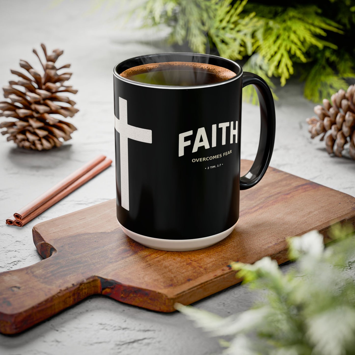 "Faith Overcomes Fear", Colorful Mugs (11oz, 15oz)