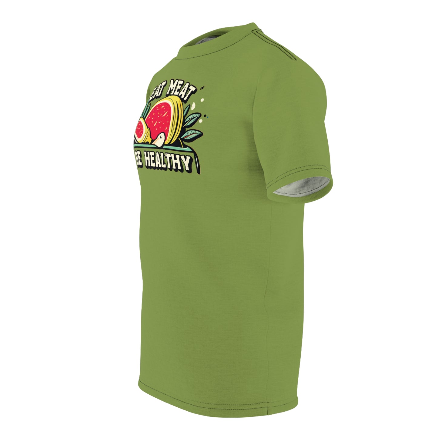 "Eat Meat & Be Healthy", Unisex T-shirt (Zombie Green)
