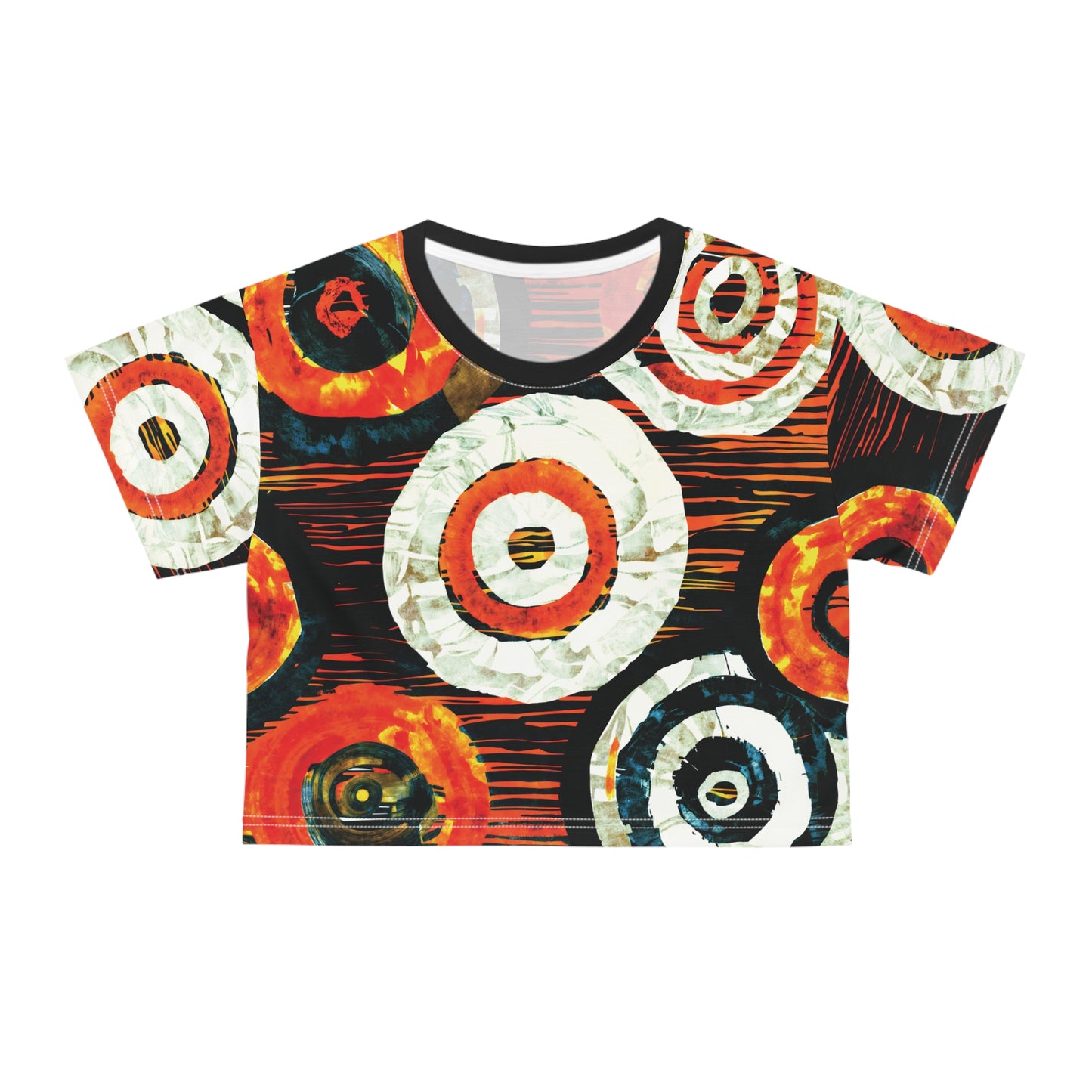 "Abstract 66", Wearable Fine Art Crop Tee (Flame Black Collar)