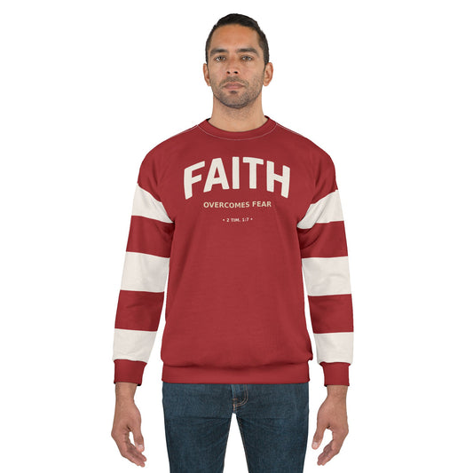 "Faith Overcomes Fear", Unisex Sweatshirt (Cherry Red)