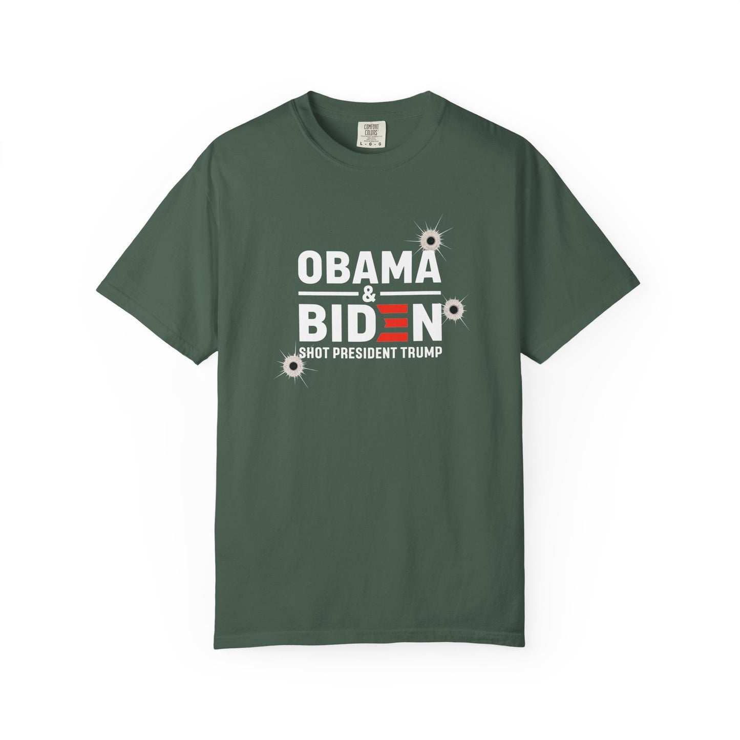 "Obama & Biden Shot President Trump", Unisex Black T-shirt