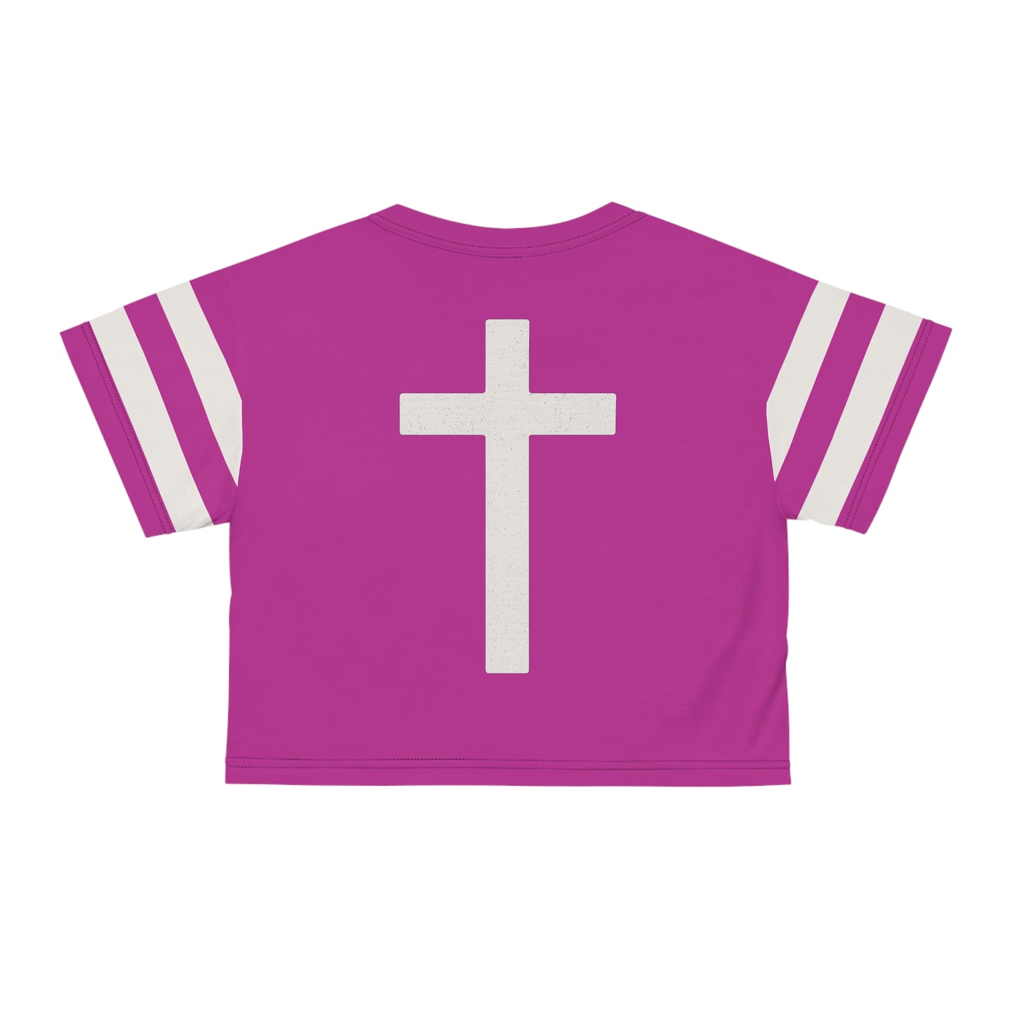 "Faith Overcomes Fear", Crop Tee (Prairie Foxglove Pink)