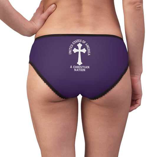 "USA - A Christian Nation" #04, Women's Briefs (Quandong Plum)
