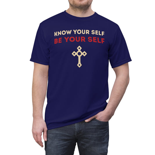 "Know Your Self", Unisex T-shirt (Obsidian Blue)