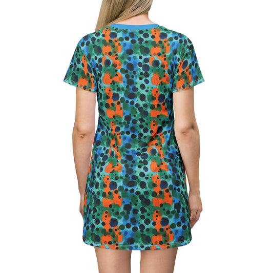 "Midnight Coral", T-Shirt Dress (Antipodean Blue Collar)