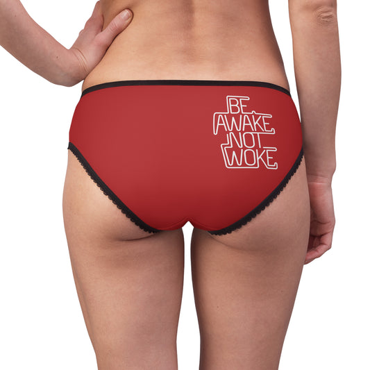 "Be Awake Not Woke" #1, Women's Briefs (Venetian Red)