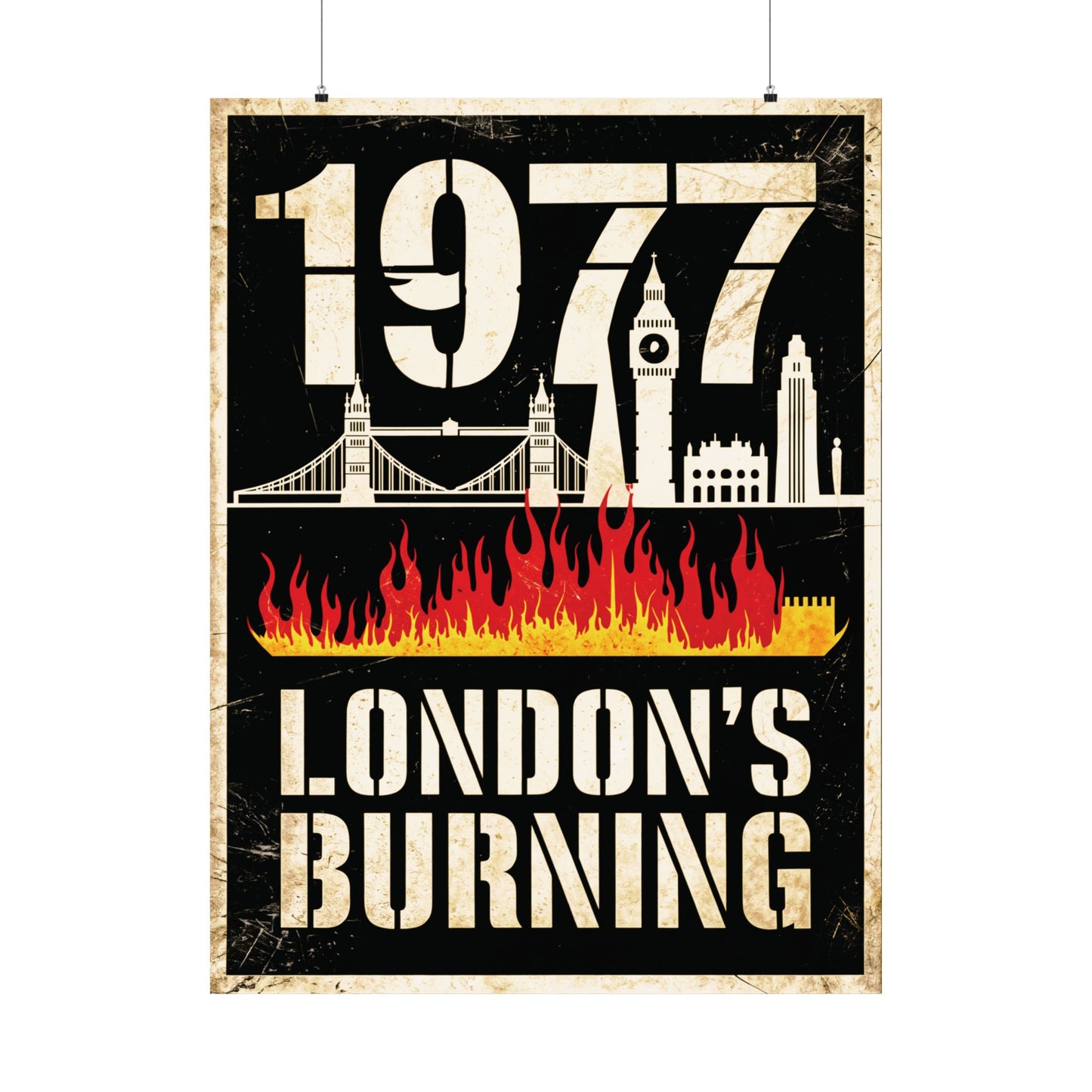 "1977 London's Burning", Matte Vertical Poster