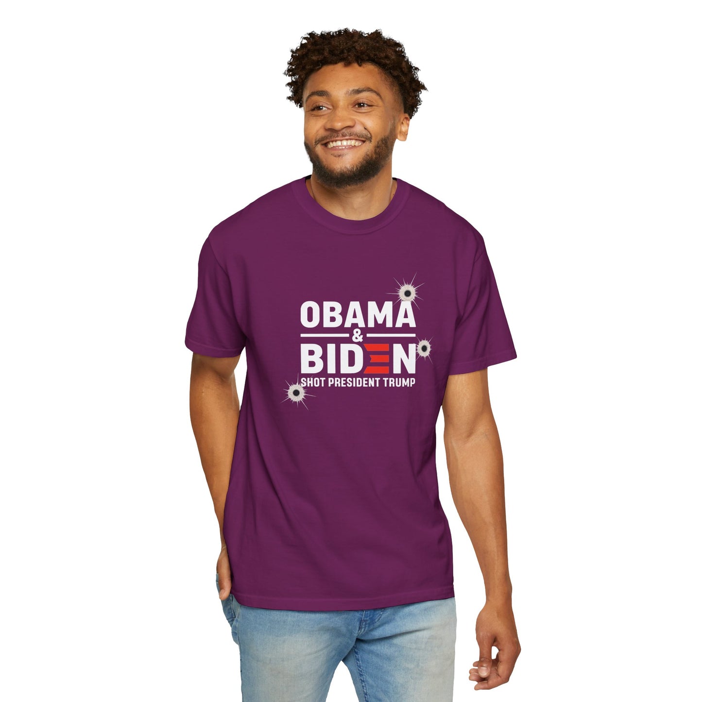 "Obama & Biden Shot President Trump", Unisex Black T-shirt